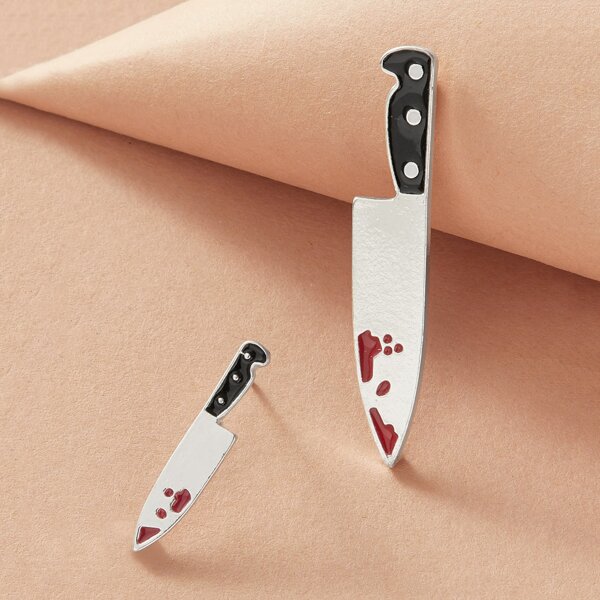 

1pair Knife Design Stud Earrings, Silver
