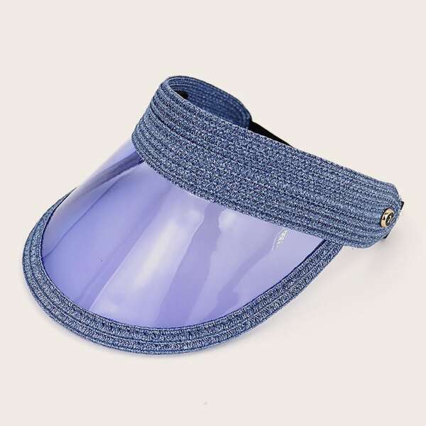 

Girls Woven Trim Clear Visor Hat, Blue