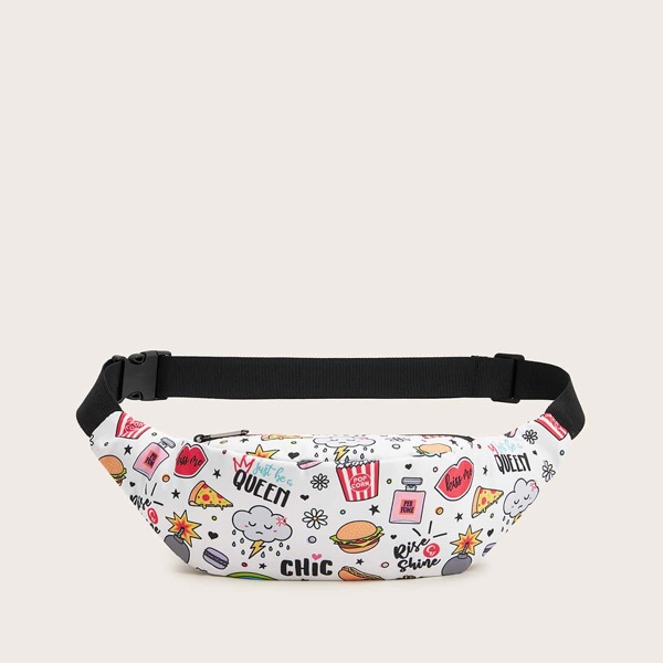 

Letter & Cartoon Graphic Fanny Pack, Multicolor