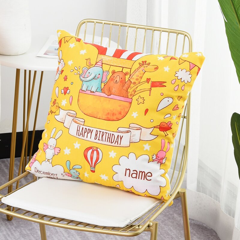

Cartoon Graphic Cushion Cover Without Filler, Multicolor