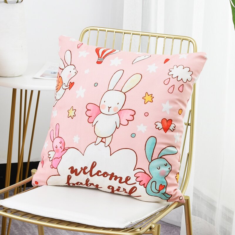 

Cartoon Rabbit Cushion Cover Without Filler, Pink