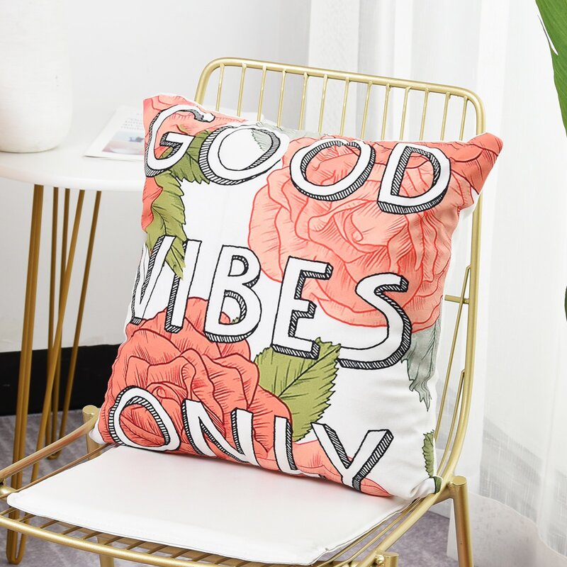 

Letter Graphic Cushion Cover Without Filler, Multicolor