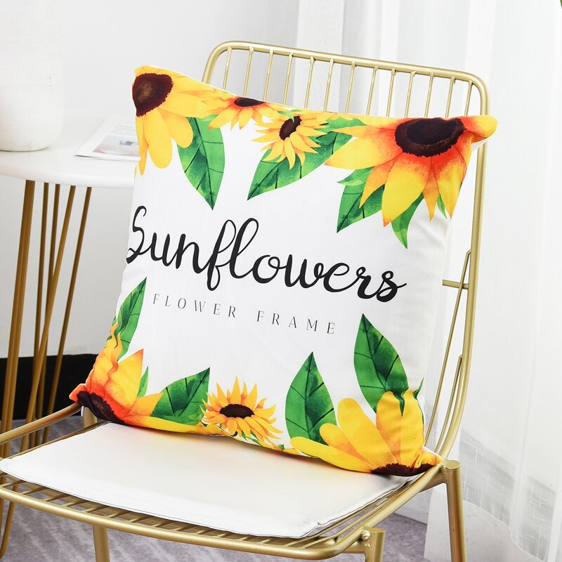 

Sunflower Print Cushion Cover Without Filler, Multicolor