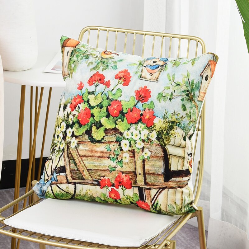 

Flower Print Cushion Cover Without Filler, Multicolor