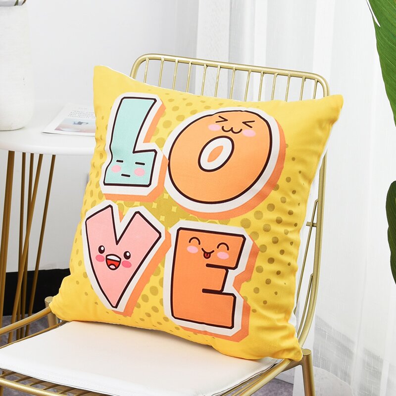 

Letter Graphic Cushion Cover Without Filler, Yellow