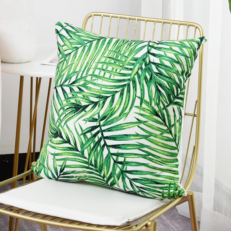 

Leaf Print Cushion Cover Without Filler, Green