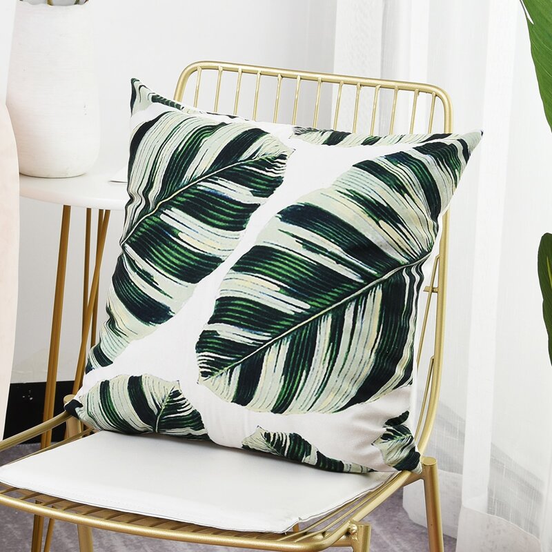 

Leaf Print Cushion Cover Without Filler, Multicolor