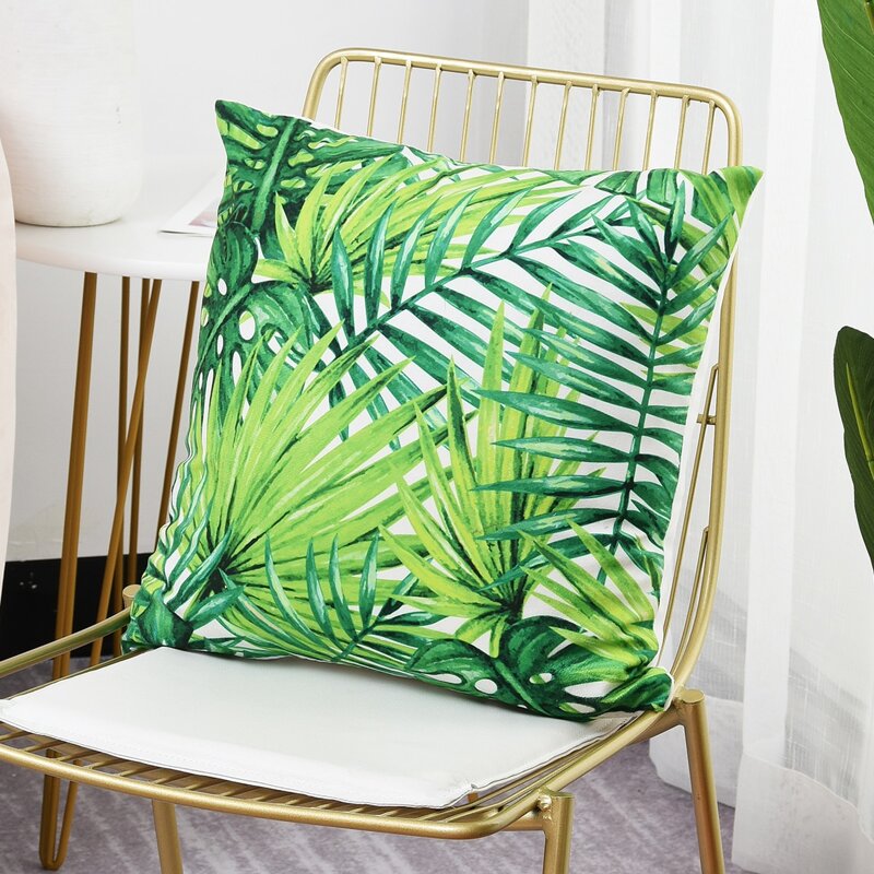 

Leaf Print Cushion Cover Without Filler, Green