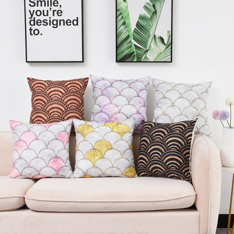 

1pc Wave Pattern Cushion Cover Without Filler, Multicolor