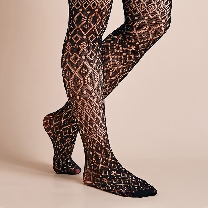 

1pair Geometric Pattern Mesh Tight, Black