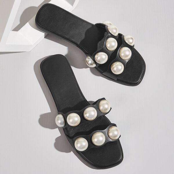 

Faux Pearl Decor Sliders, Black