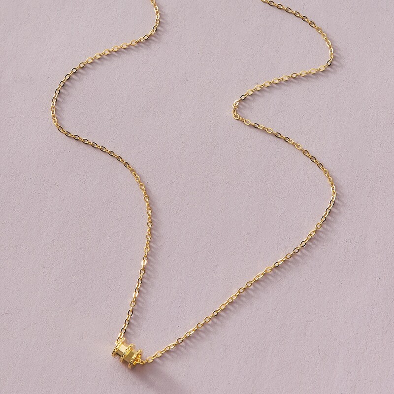 

1pc Cylinder Decor Necklace, Gold