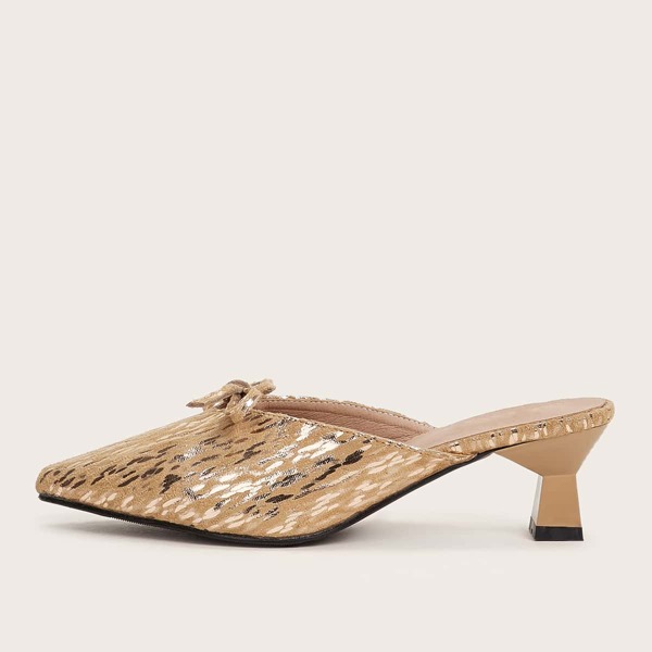

Остроконечные мюли с бантом металлического цвета, Золотистый