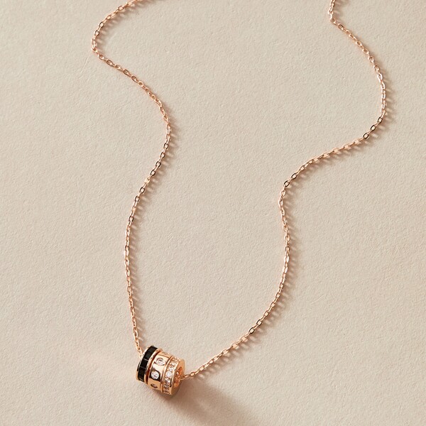 

1pc Rhinestone Engraved Ring Decor Necklace, Gold