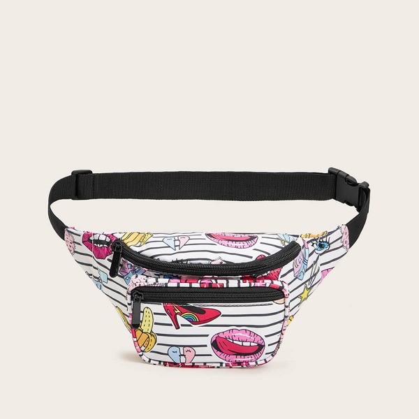 

Striped Pocket Front Fanny Pack, Multicolor