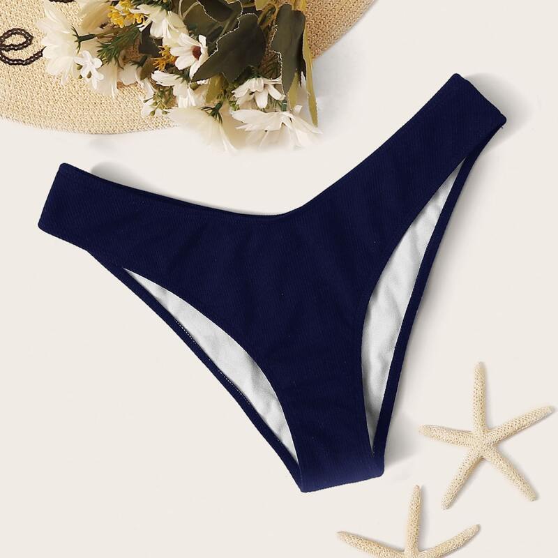 

Rib High Cut Bikini Panty, Navy blue
