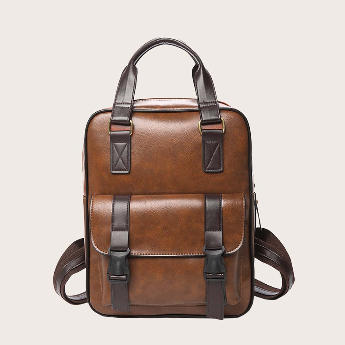 

Minimalist Release Buckle Decor Backpack, Brown