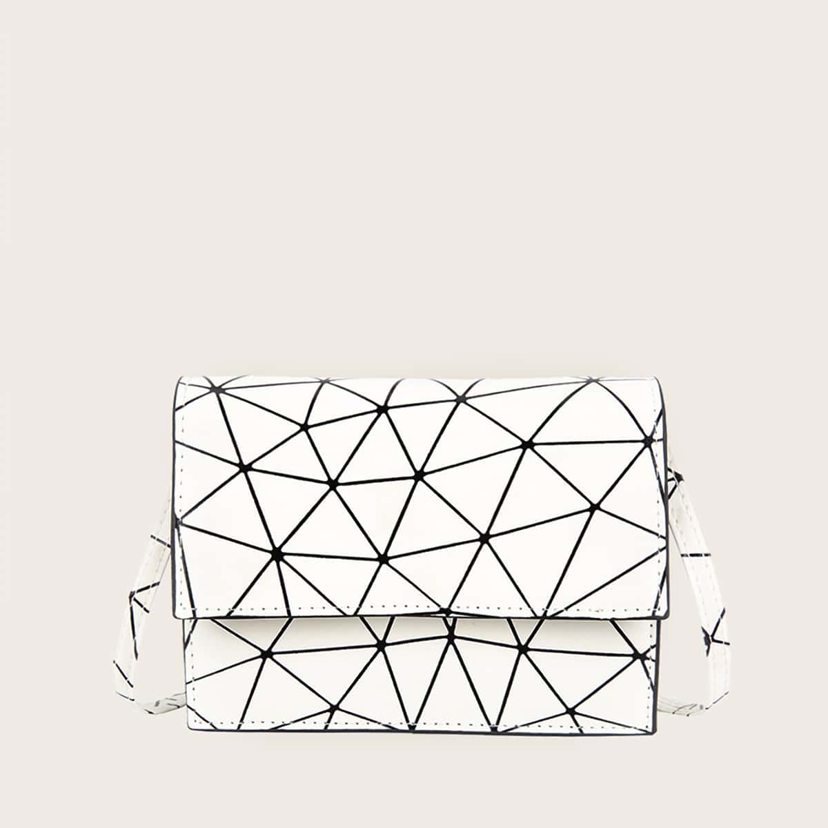 

Geometric Flap Crossbody Bag, White