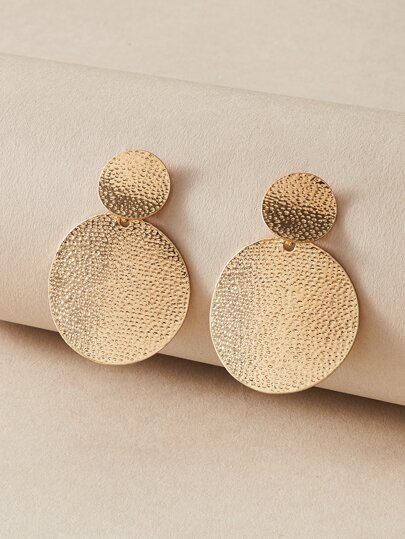 1pairTexturedRoundCharmDropEarrings - Best of SHEIN