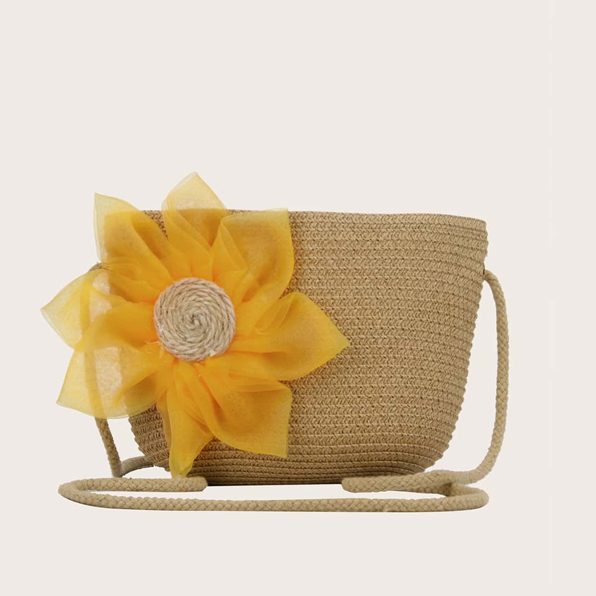 

Floral Appliques Crossbody Bag, Khaki