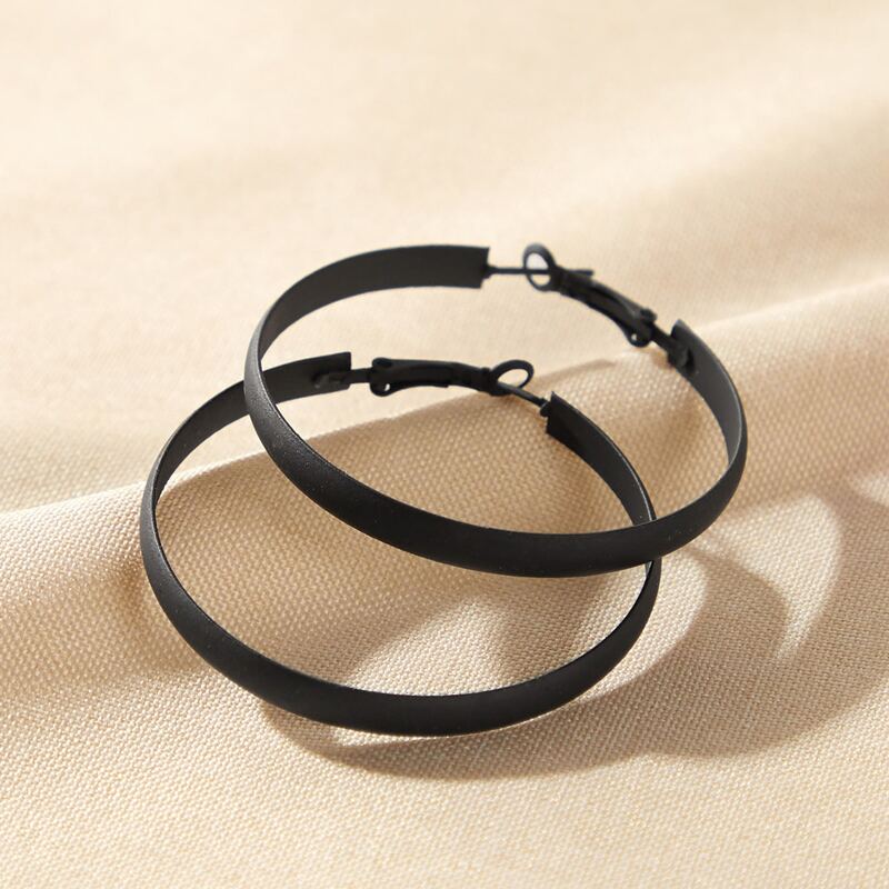 

1pair Solid Hoop Earrings, Black