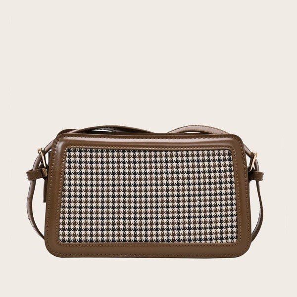 

Сумка через плечо с принтом хаундстута, Коричневые
