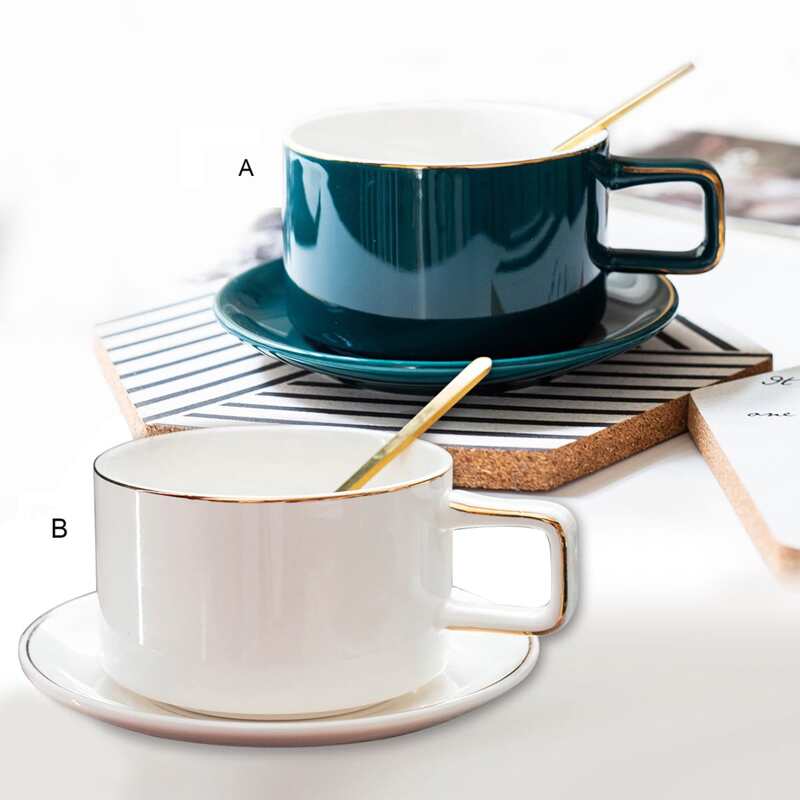 

1pc Ceramic Cup & 1pc Saucer & 1pc Spoon, Multicolor