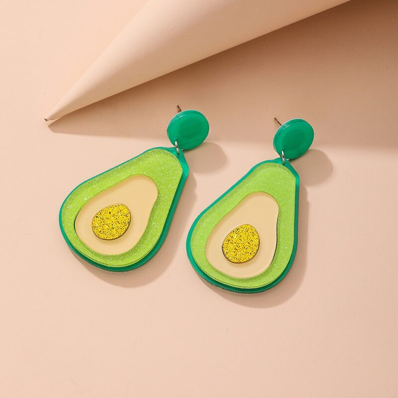 

1pair Avocado Design Drop Earrings, Green