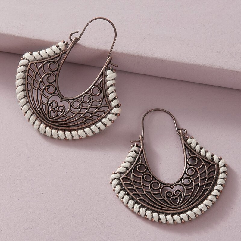 

1pair Bohemian Hollow Out Earrings, Gold