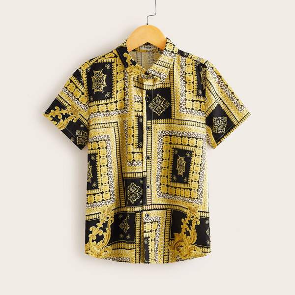 

Boys Scarf Print Shirt, Multicolor