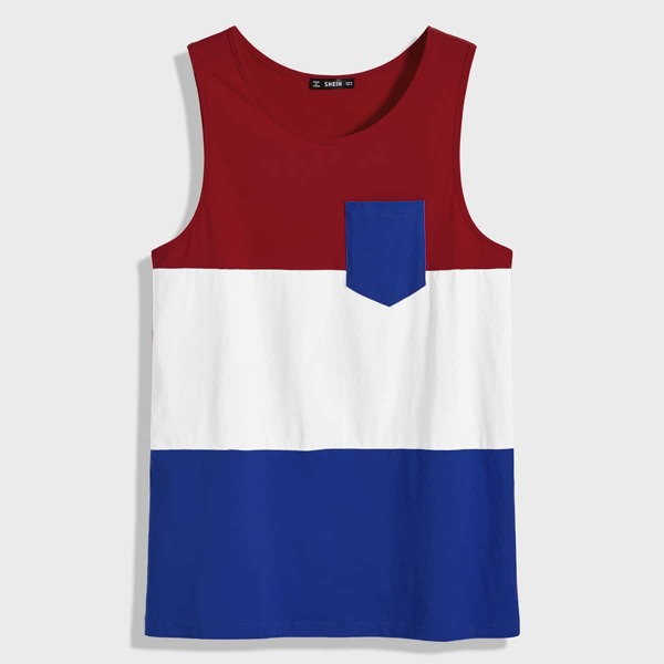 

Men Colorblock Pocket Front Tank Top, Multicolor