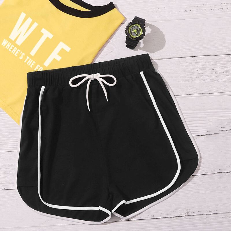 

Contrast Binding Track Shorts, Black