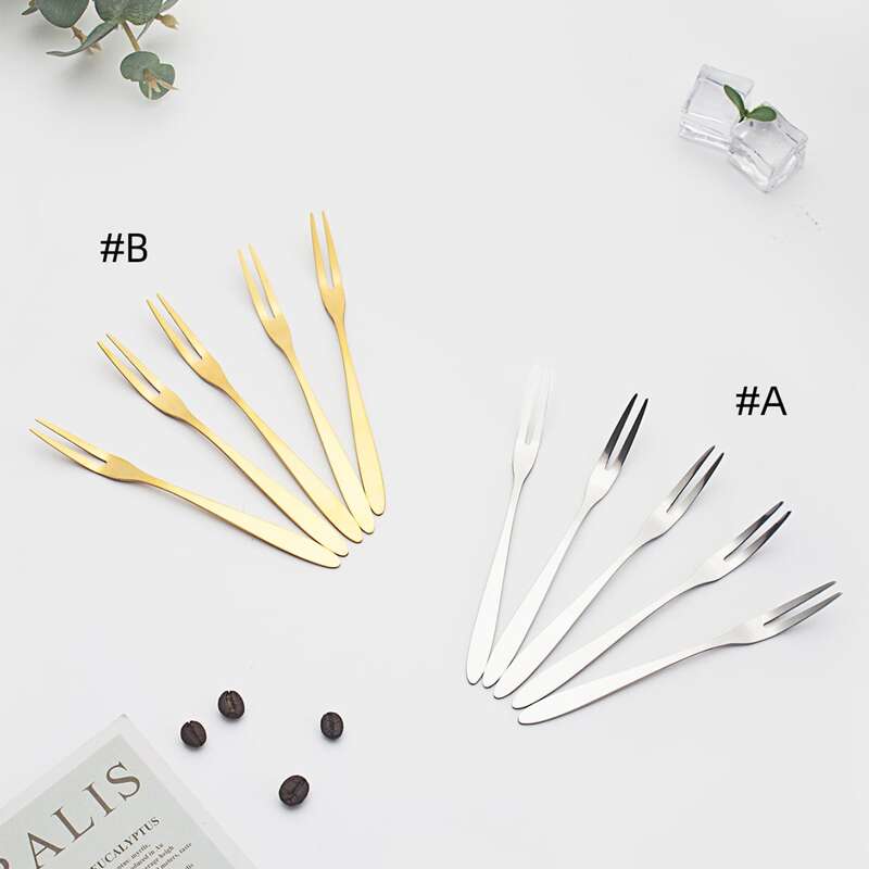 

5pcs Stainless Steel Fruit Fork, Silver