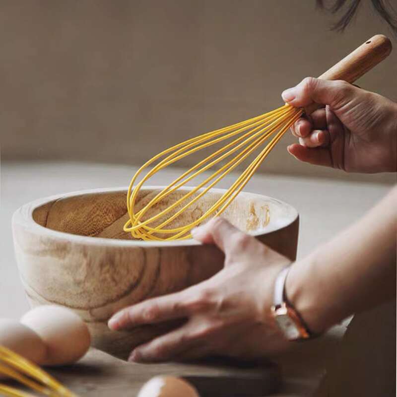 

1pc Wooden Handle Manual Whisk