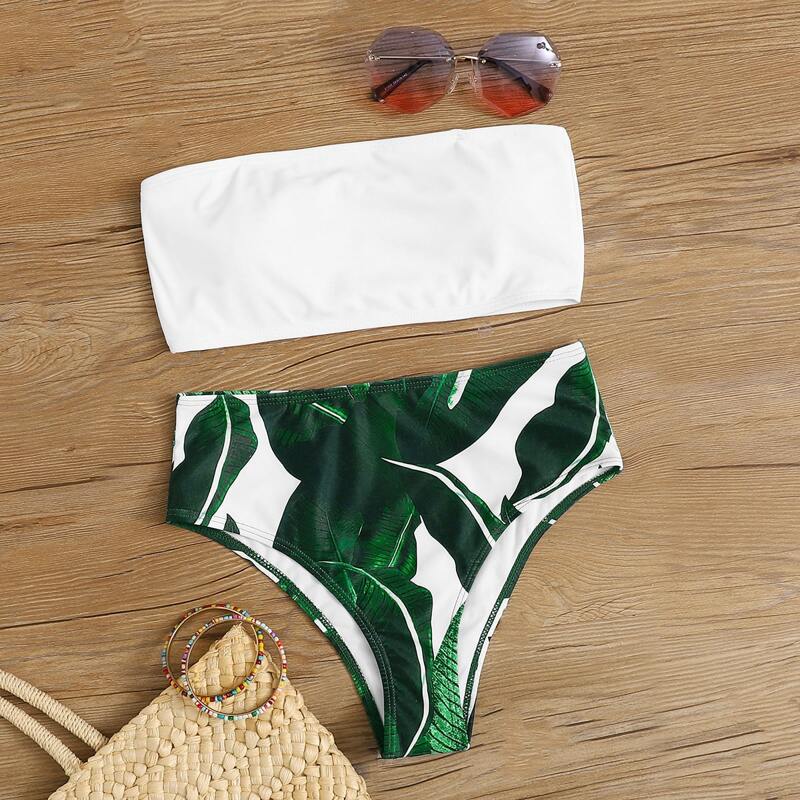 

Tropical Halter High Waisted Bikini Swimsuit, Multicolor