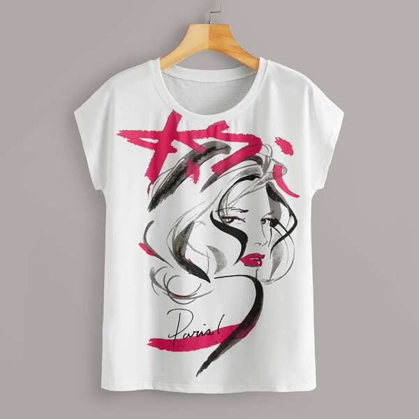 

Figure Graphic Round Neck Tee, White