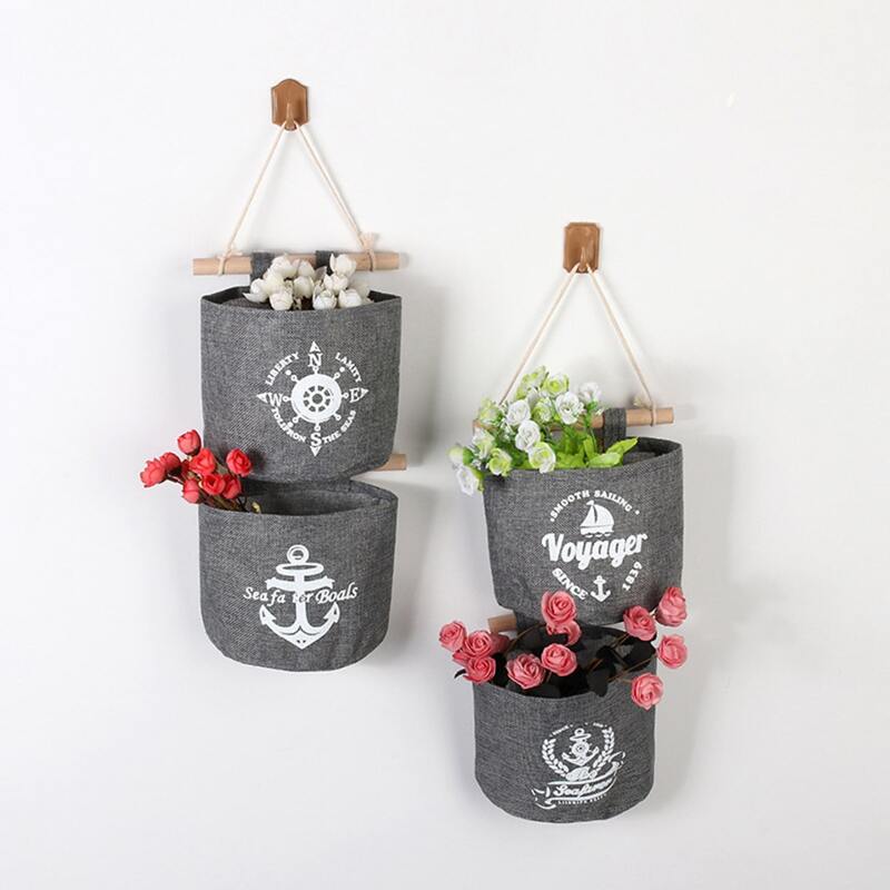 

2pcs Line Wall Hanging Random Storage Bag, Grey