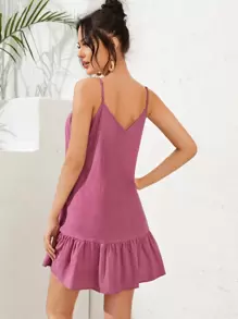 Soleia Ruffle Hem Cami Dress - Pink - View 2