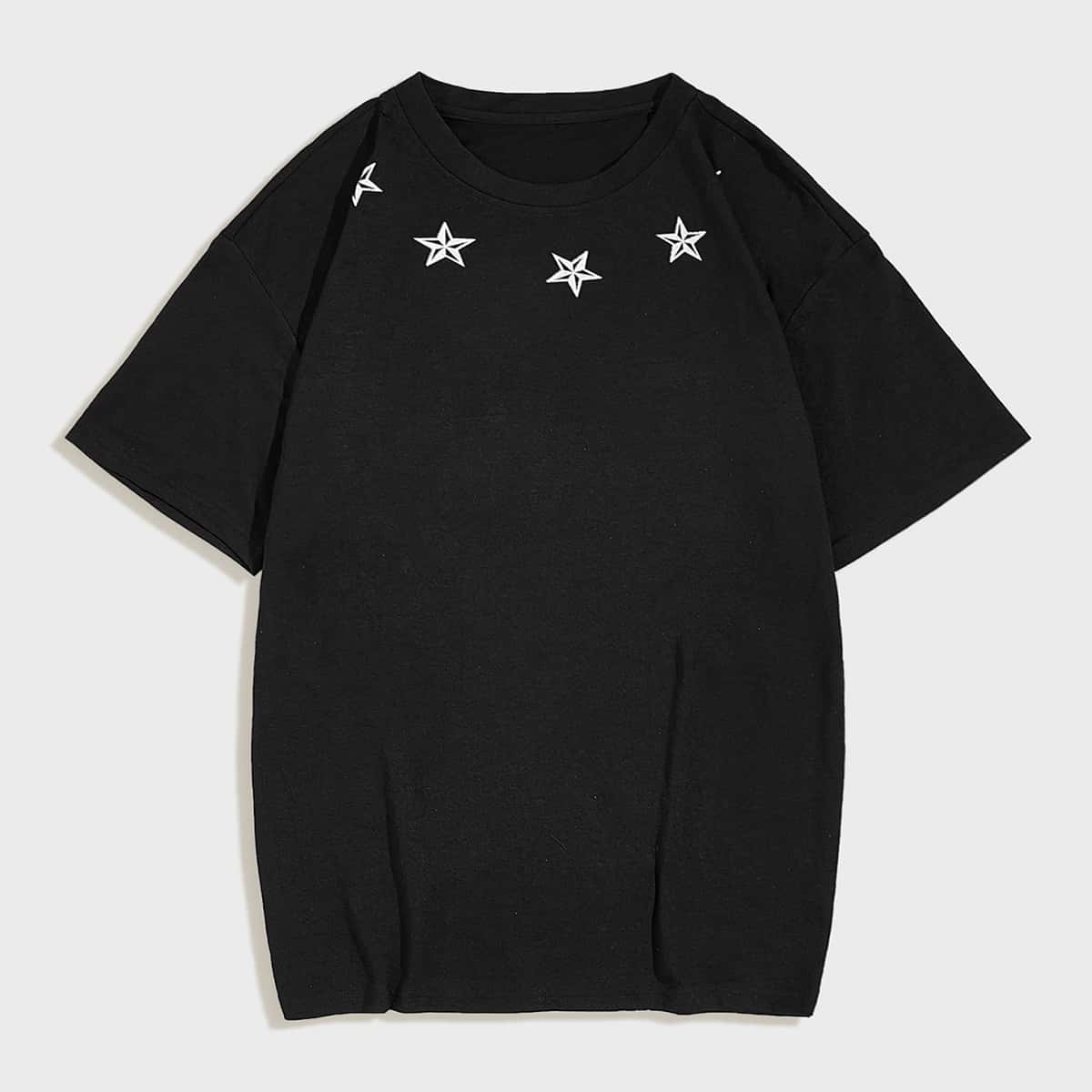 

Guys Tribal And Letter Graphic Tee, Black