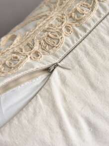 Funda de cojín trenzada de flor sin relleno - Beis - Ver 4