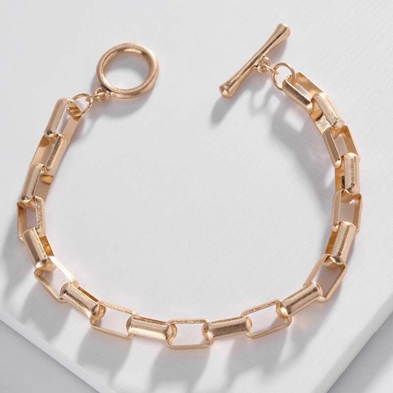 

1pc Ring Decor Chain Bracelet, Gold