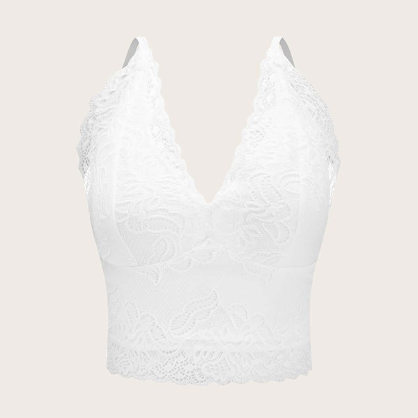 

Contrast Lace Crop Cami Top, White