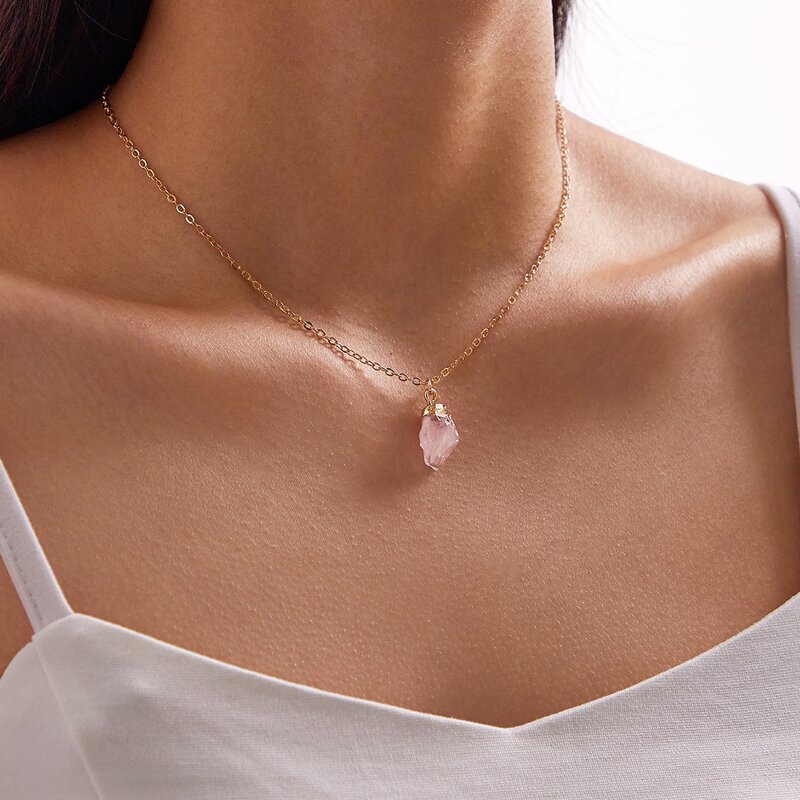 

Stone Charm Necklace, Gold
