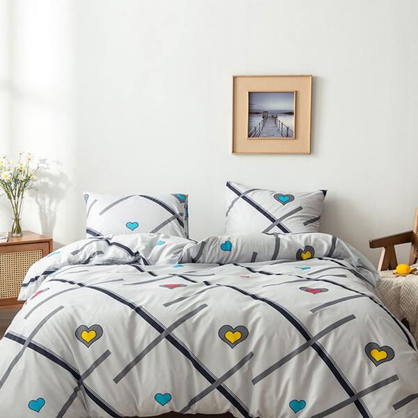

Heart Print Bedding Sets Without Filler, Multicolor