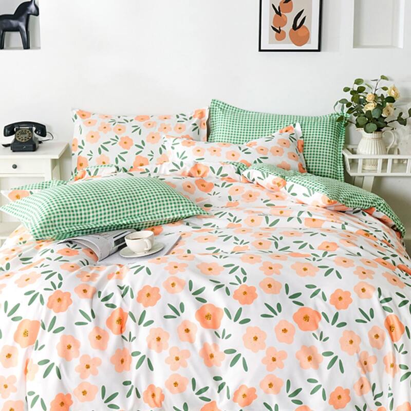 

Flower Overlay Print Bedding Sets Without Filler, Multicolor
