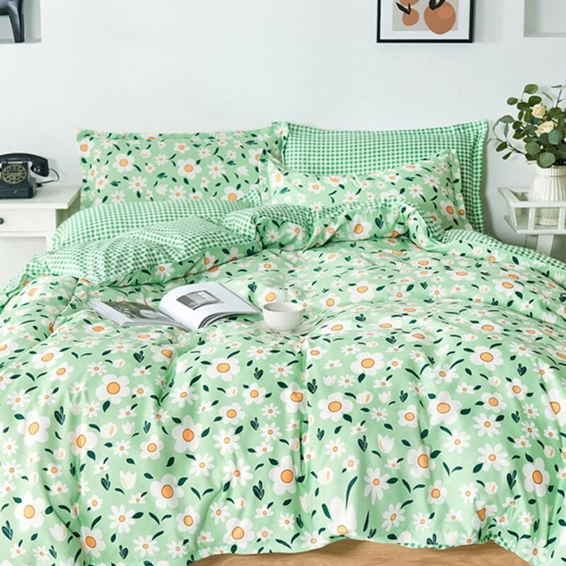 

Flower Overlay Print Bedding Sets Without Filler, Multicolor