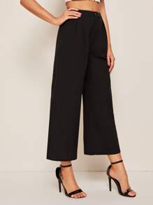 SHEIN Pantalones anchos unicolor - Negro - Ver 5