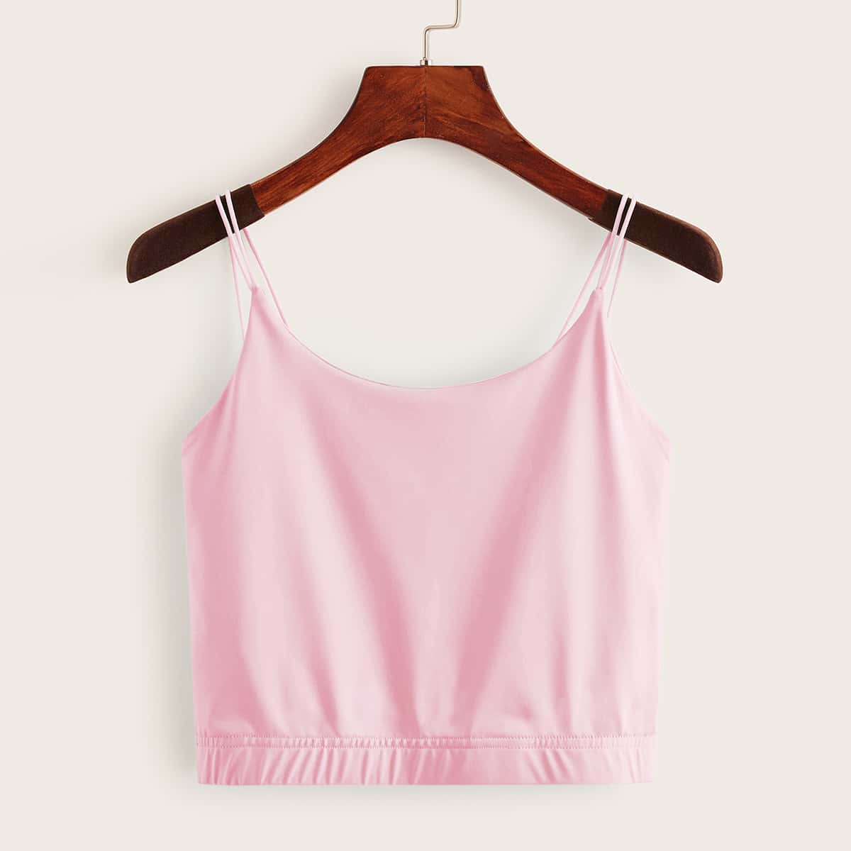 

Twin Strap Crop Pink Cami, Baby pink