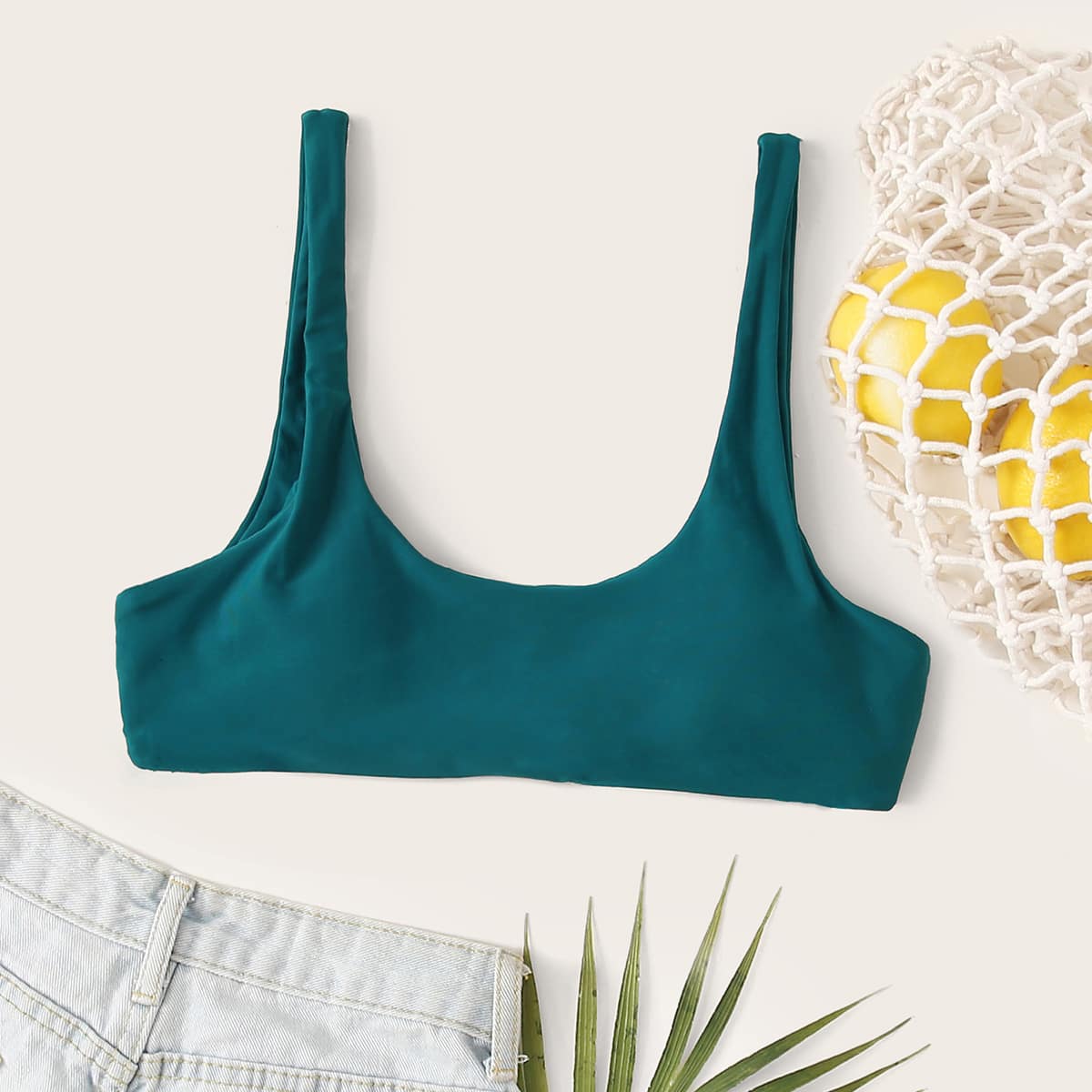 

Scoop Neck Bikini Top, Green