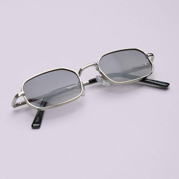 

Metal Frame Thin Petite Oval Sunglasses, Grey